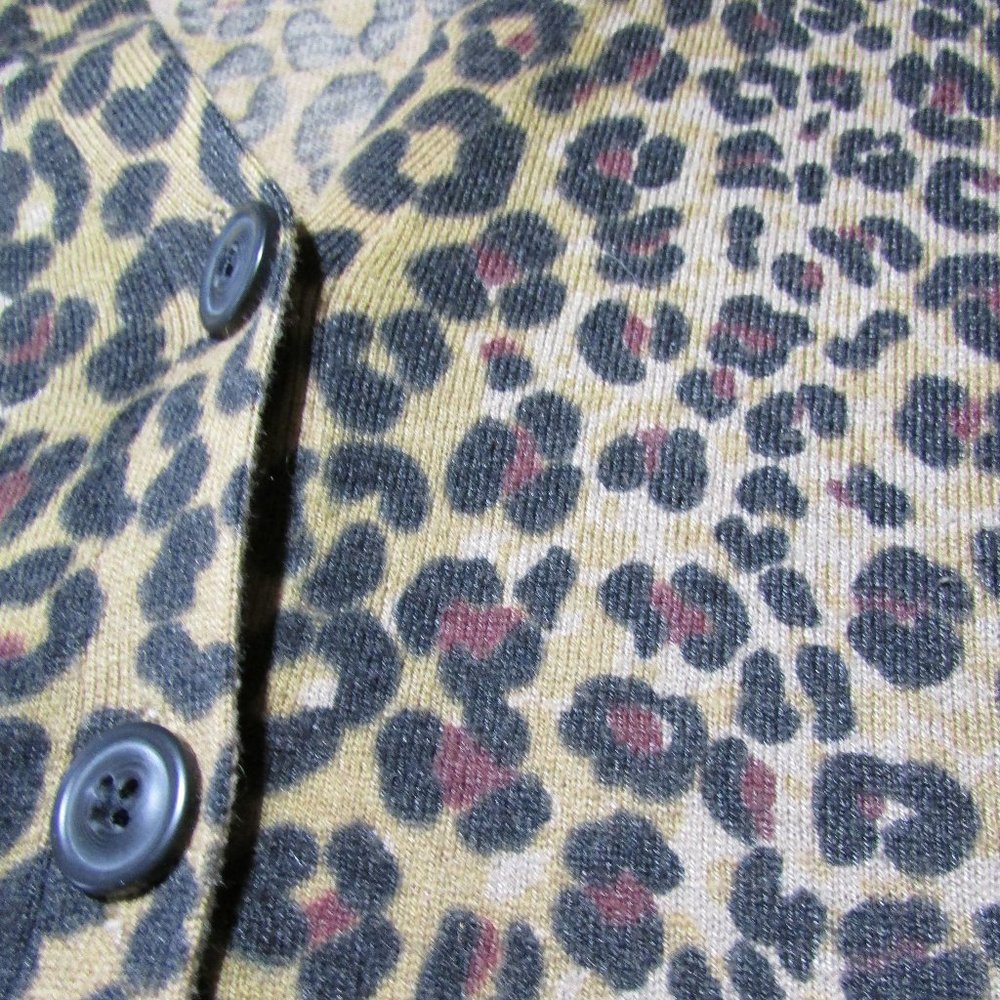 Talbots Leopard Print Knit Sweater Button Front - Picture 4 of 4